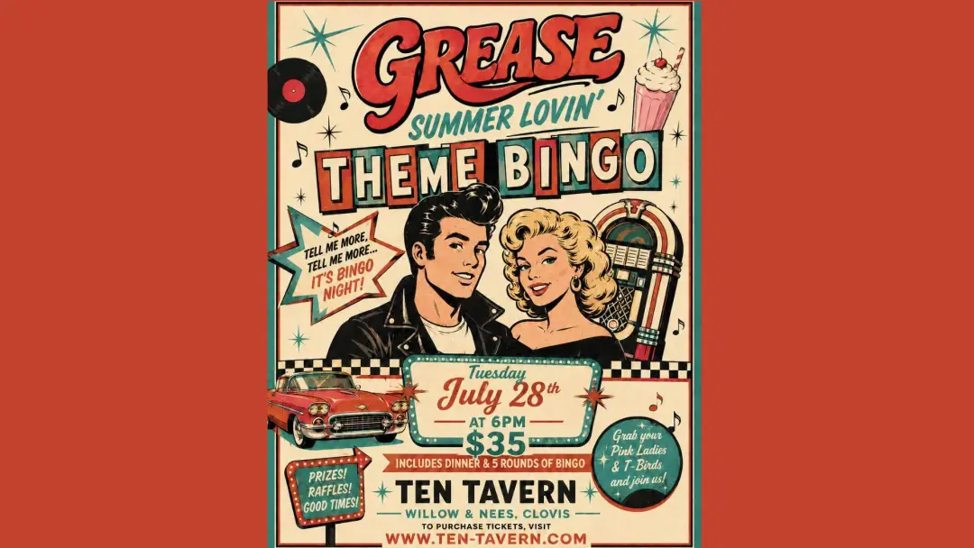 Grease Summer Lovin Bingo