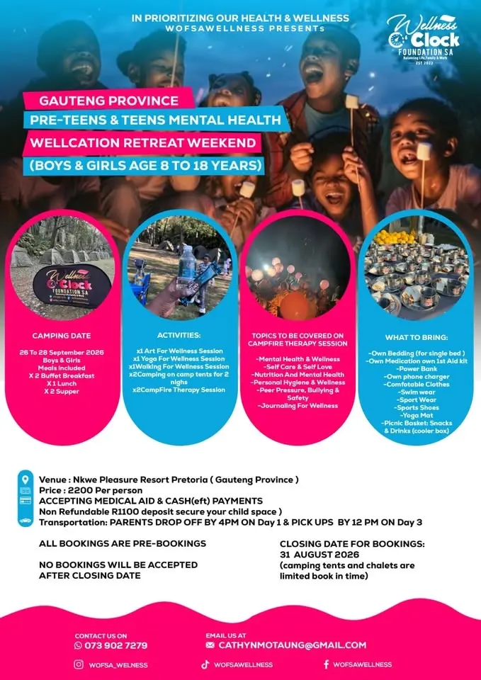 GAUTENG PRE-TEENS & TEENS MENTAL HEALTH WELLCATION RETREAT