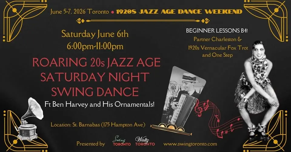 Roaring 20s Jazz Age Saturday Night Swing ft Ben Harvey & his Ornamentals! Lessons & Dance. 
