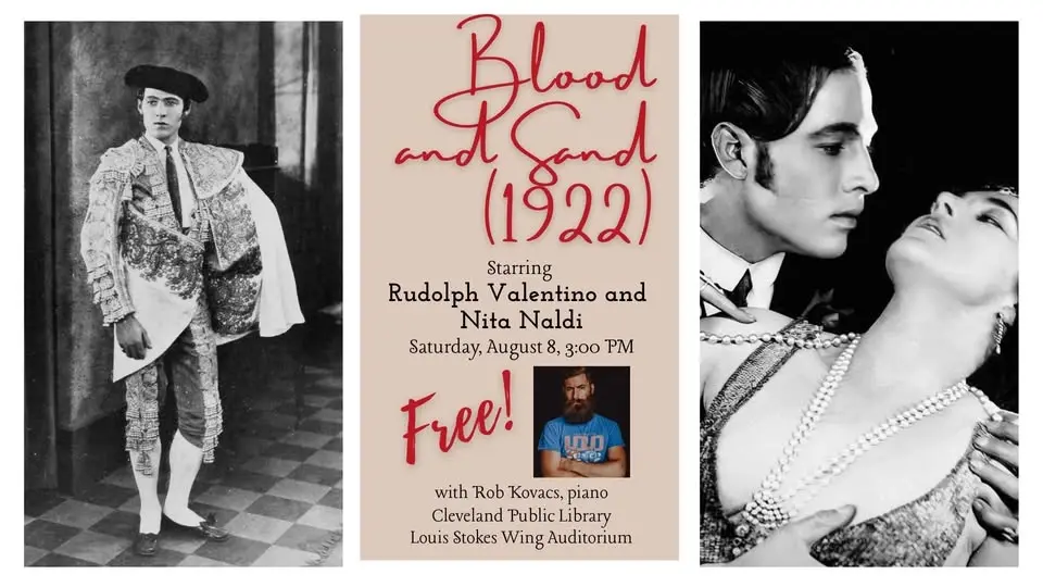Rudolph Valentino and Nita Naldi in BLOOD AND SAND (1922), with live piano score by Rob Kovacs!