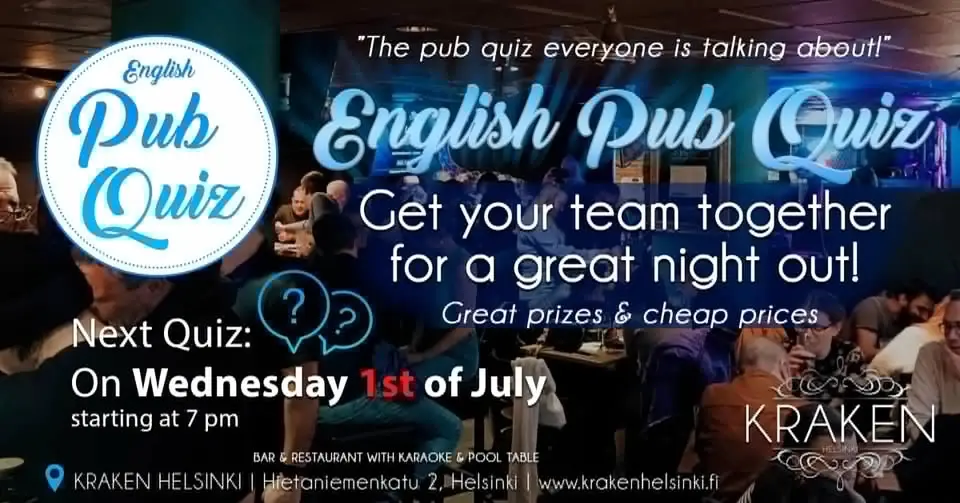 Pub Quiz In English, July 2026