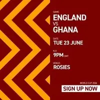 ENGLAND VS GHANA - ROSIES BIRMINGHAM {Free Entry Ticket}