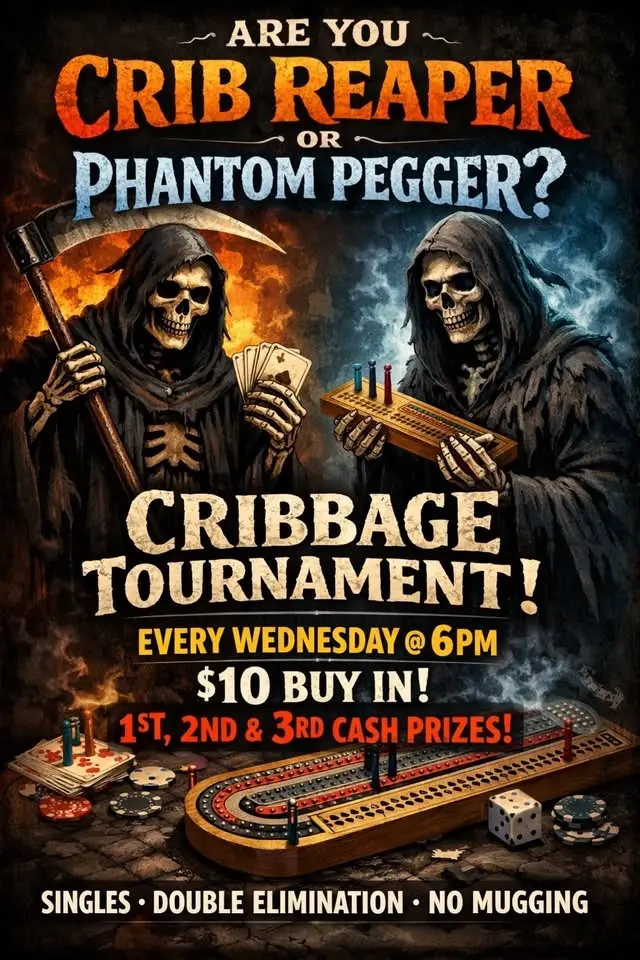 Cribbage tournament every Wednesday 