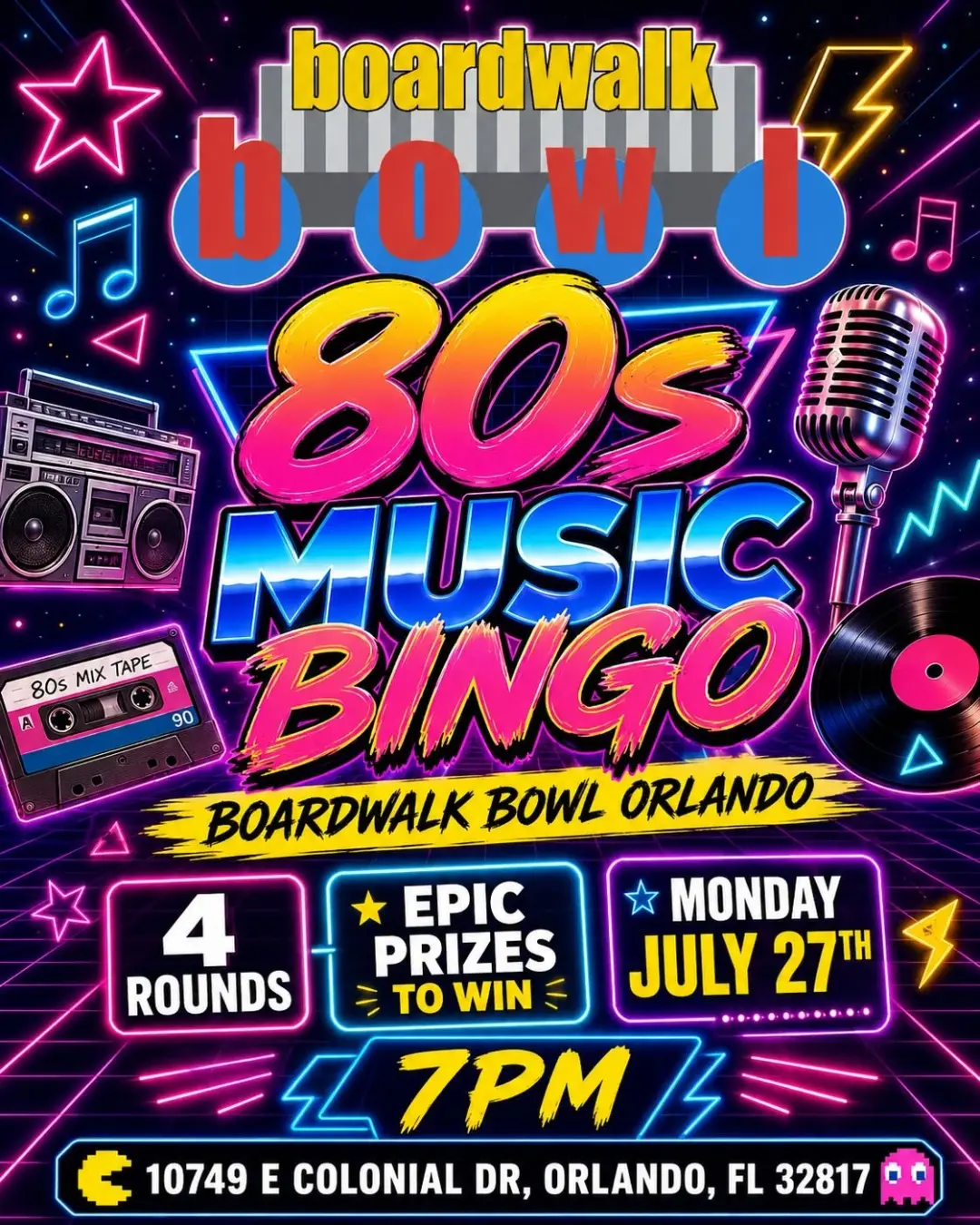 80s Music Bingo @ Boardwalk Bowl Orlando