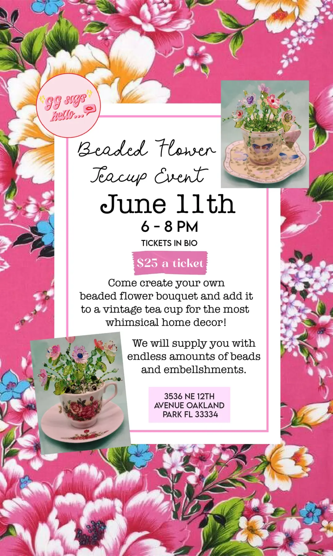 Beaded Flower Teacup Event π