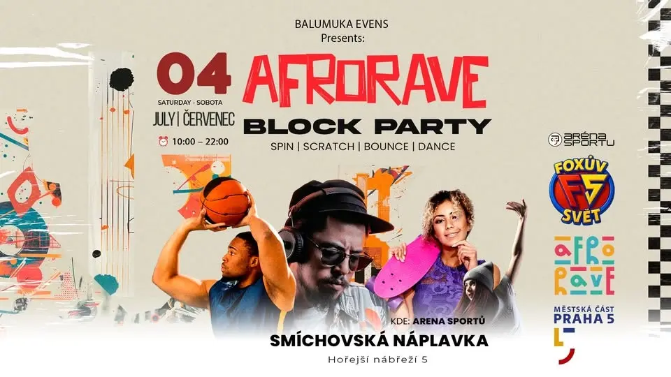 VSTUP ZDARMA - AFRORAVE BLOCK PARTY - Smíchovská Náplavka