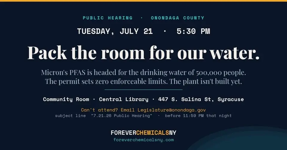 Public Hearing: Our Water, Wastewater & Micron's PFAS Onondaga County Public Hearing 