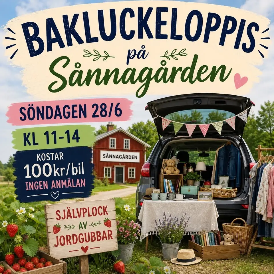 Bakluckeloppis på Sånnagården 28/6 kl 11-14 