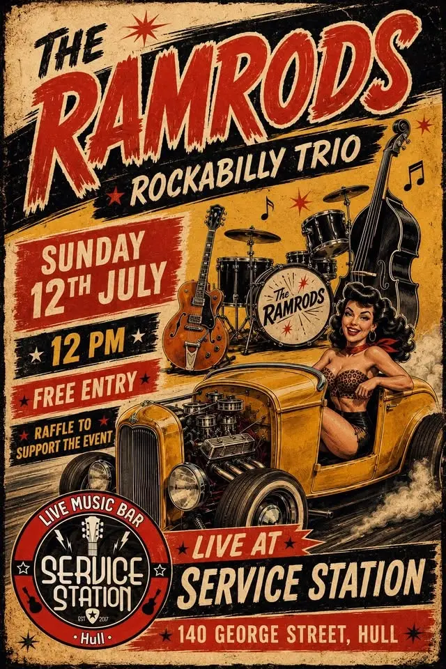 🎸 The Ramrods Rockabilly Trio Live at Service Station – Free Entry 🎙️