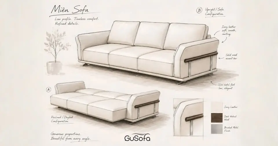Trưng bày mẫu MIÊN Sofa tại GU SOFA