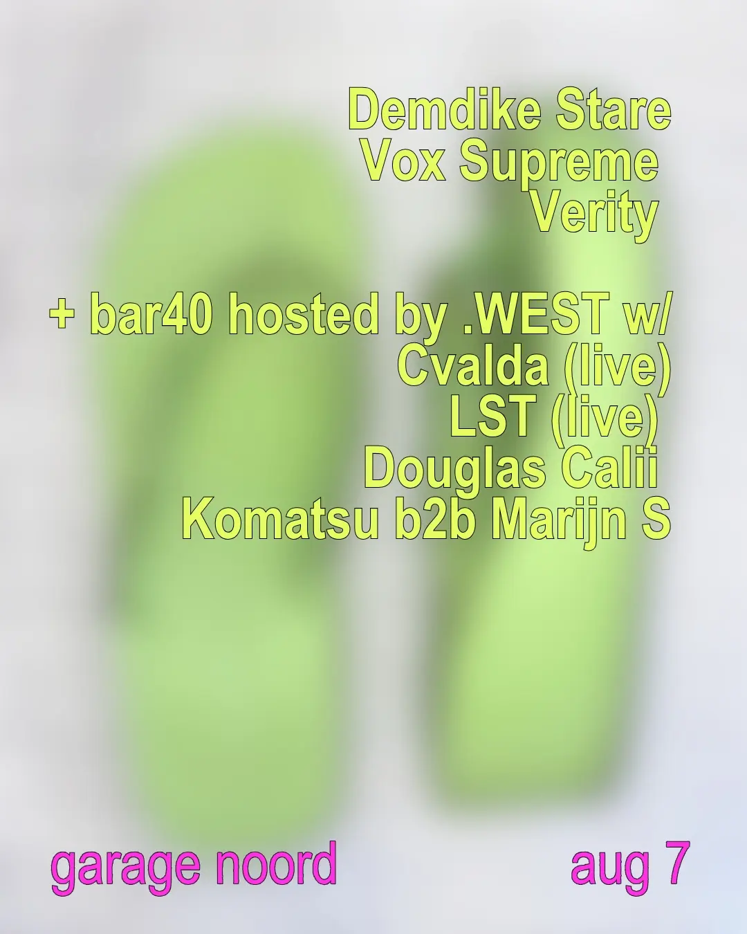 Demdike Stare, Verity, Vox supreme + bar40 hosted by .WEST