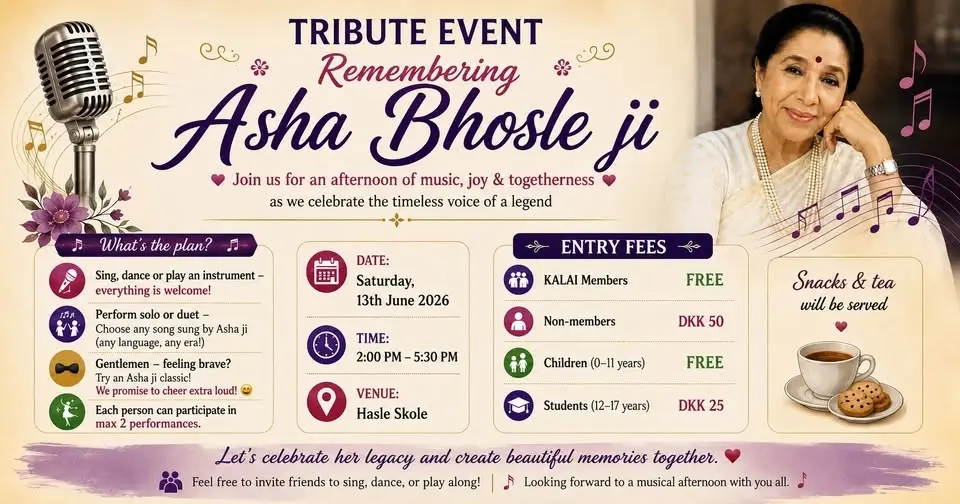 🌸 Tribute Event – Remembering Asha Bhosle ji 🎶