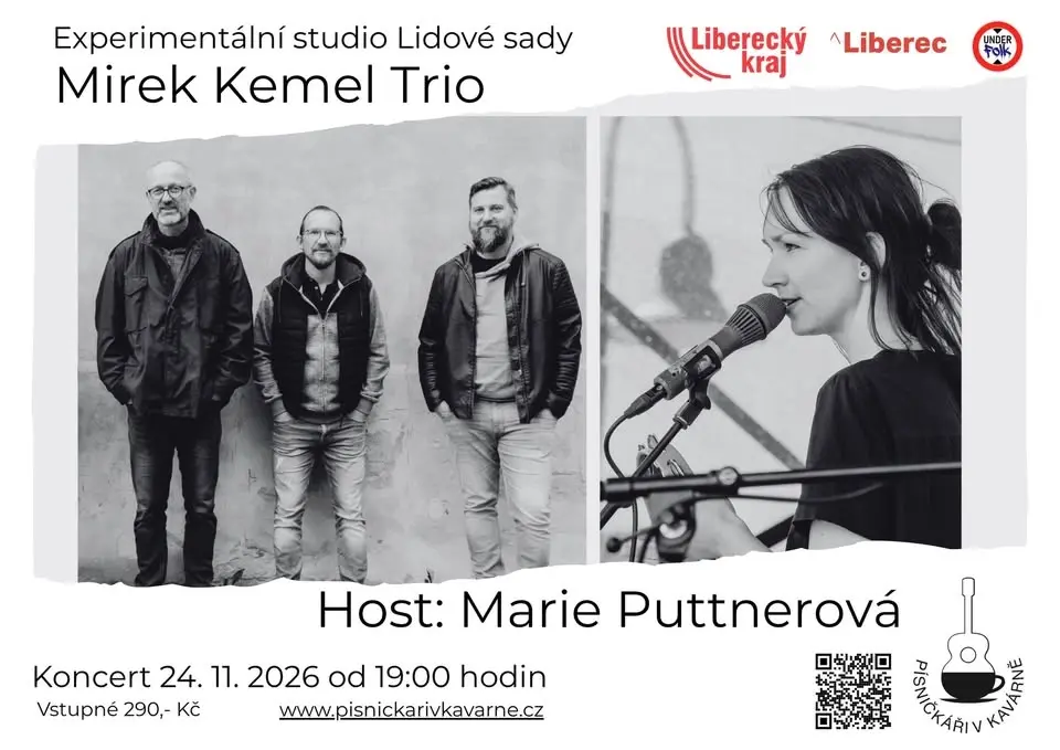 "Písničkáři v kavárně" v Experimentálním studiu: Mirek Kemel Trio + host Marie Puttnerová