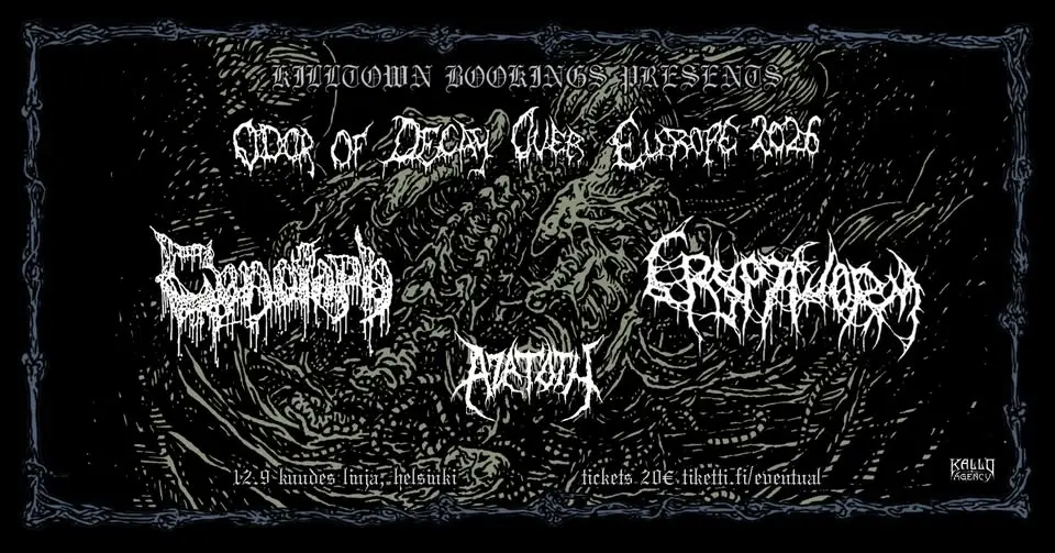 CENOTAPH (MEX) & CRYPTWORM (UK) & AZATOTH @ Kuudes Linja, Helsinki