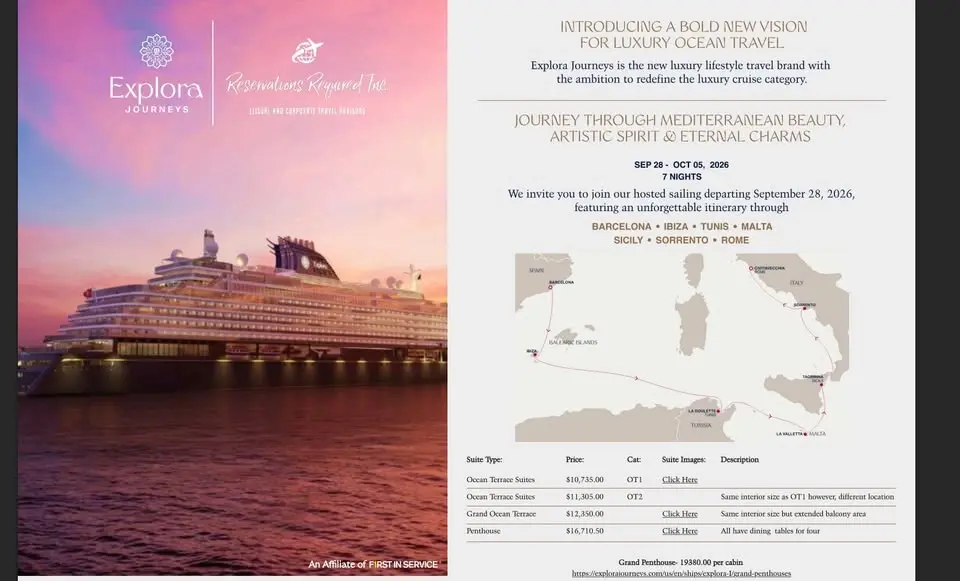 Explora Journey hosted Europe sail