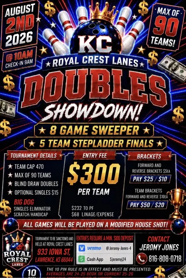 KC Shootout 8 game Doubles Showdown @ Royal Crest Lawrence Ks