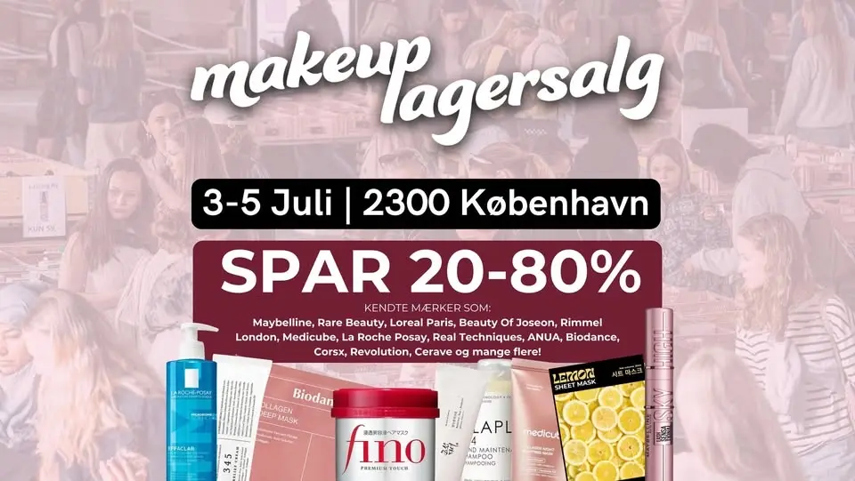 MAKEUP LAGERSALG I KØBENHAVN - SPAR OP TIL 80% 💄