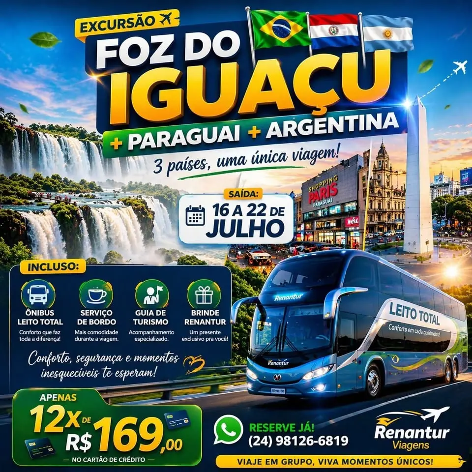 Foz do Iguaçu+ Paraguai+ Argentina 