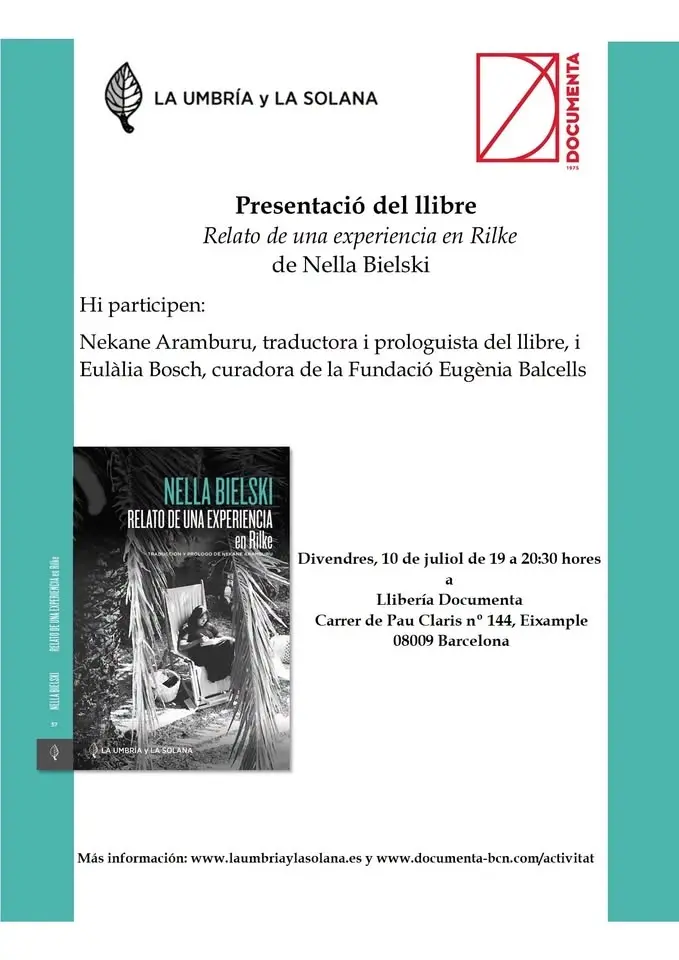 Presentació «Relato De Una Experiencia En Rilke» de Nella Bielski