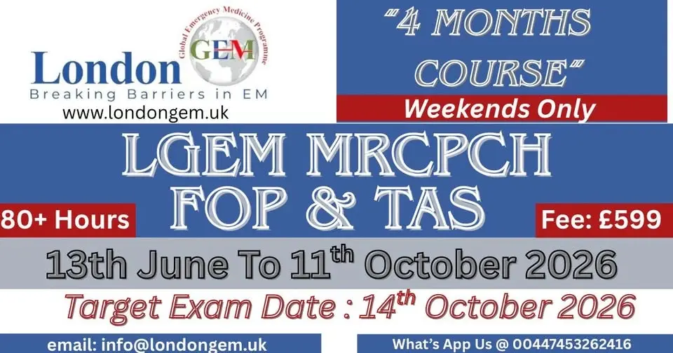 MRCPCH FOP+ TAS 4 MONTHS WEEKEND COURSE 80+HOURS