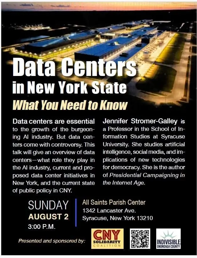 CNY Solidarity & Indivisible Onondaga County Meeting: Data Centers in NYS