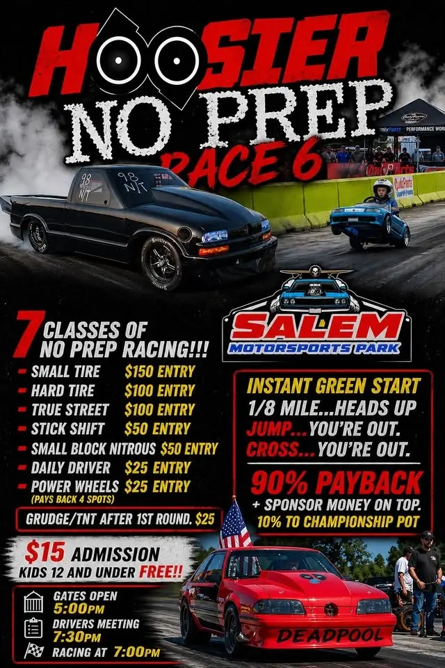 Hoosier No Prep RACE 6 @ Salem - Family Night
