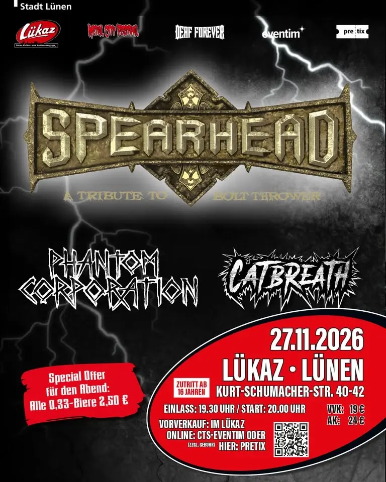 SPEARHEAD, PHANTOM CORPORATION, CATBREATH – 27.11.26, Lükaz, Lünen