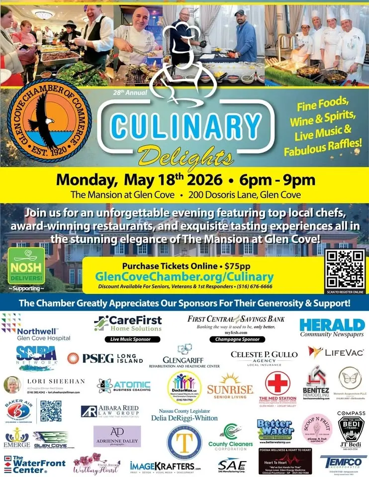 Glen Cove Chamber's 28th Annual Culinary Delights at The Mansion at Glen Cove - Mon, 5/18 - 6pm-9pm