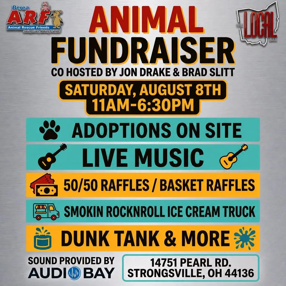 FUNDRAISER FOR BEREA ARF ANIMAL RESCUE FRIENDS! LIVE MISIC/50/50 RAFFLES/BASKET GIVEAWAYS & MORE