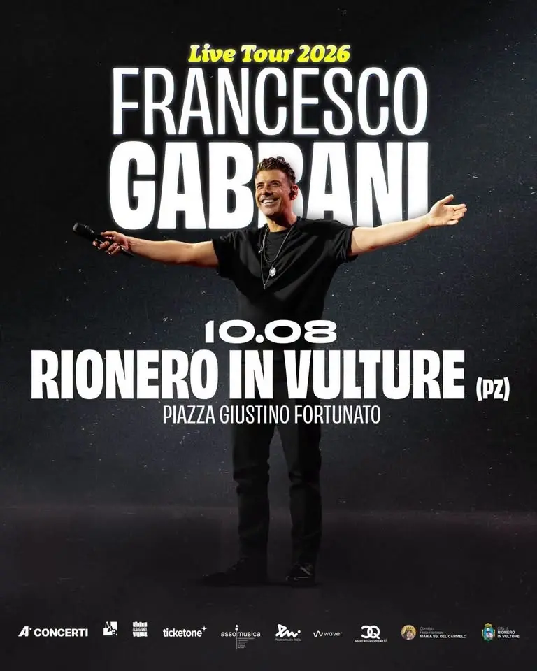 FRANCESCO GABBANI @ Piazza G. Fortunato| RIONERO IN VULTURE (PZ) - lun. 10/08/2026