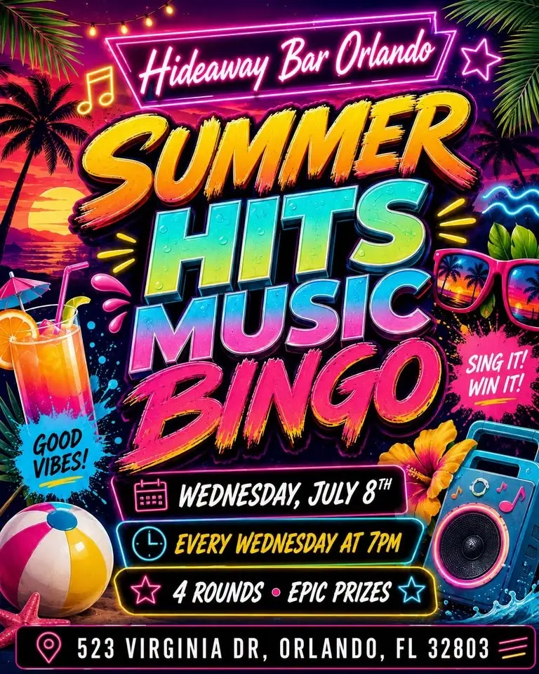 Summer Hits Music Bingo @ The Hideaway Bar Orlando
