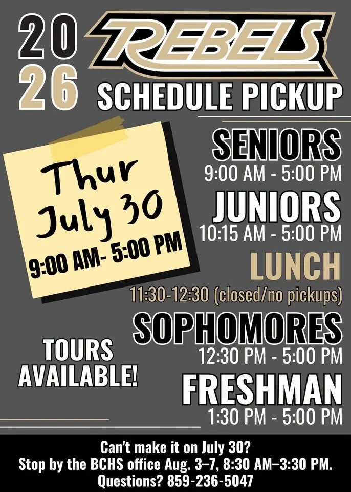 BCHS Schedule Pick Up