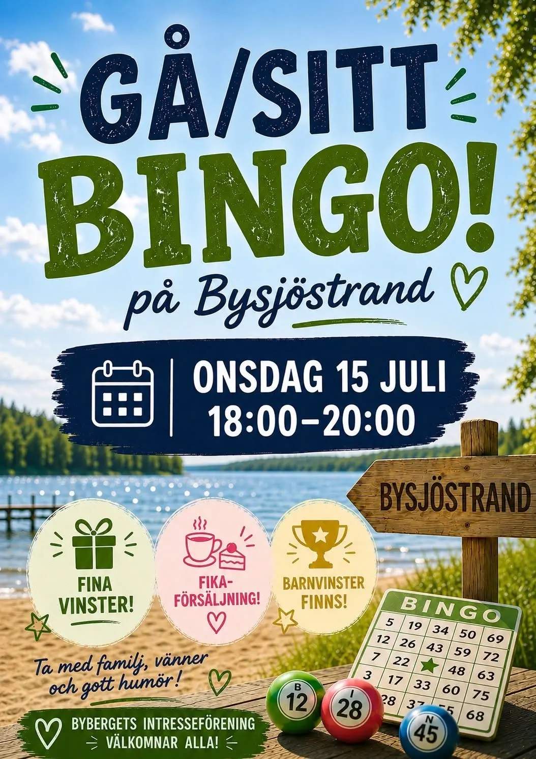 Gå/sitt bingo Bysjöstrand Byberget - Haveröveckan