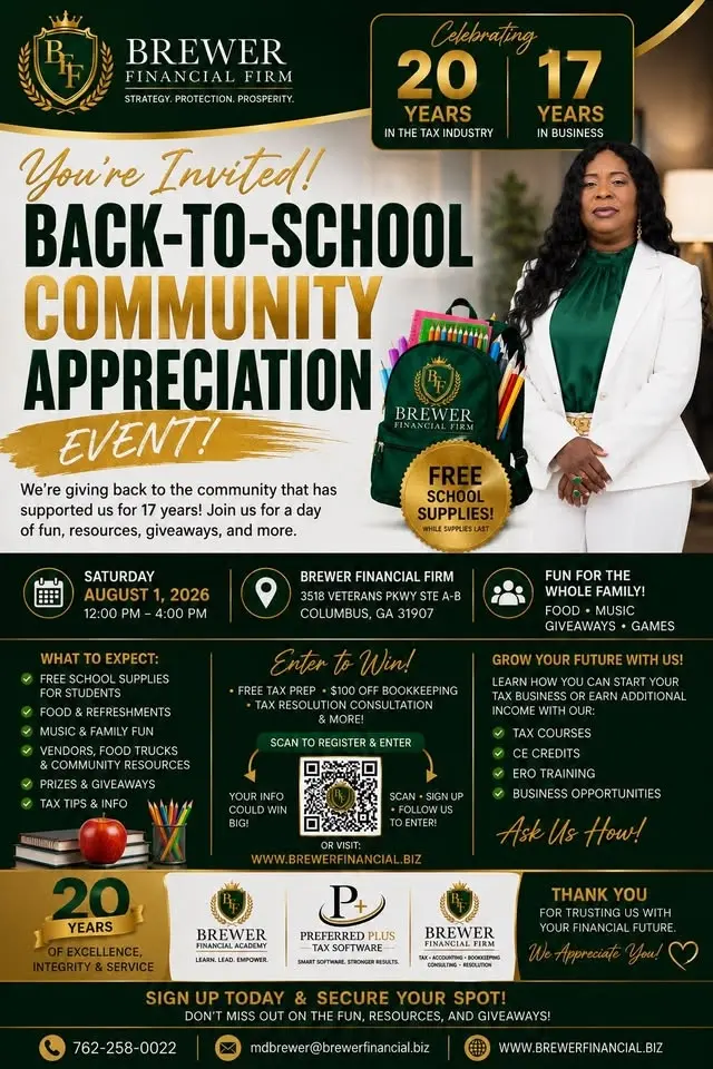 Brewer Financial Firm Back-to-School Community Appreciation Event & School Supply Giveaway