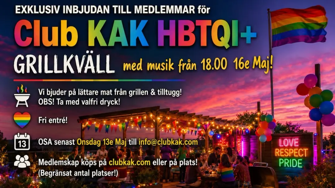 Gratis KAK HBTQI+ Griĺl & Mingelkväll för medlemmar!