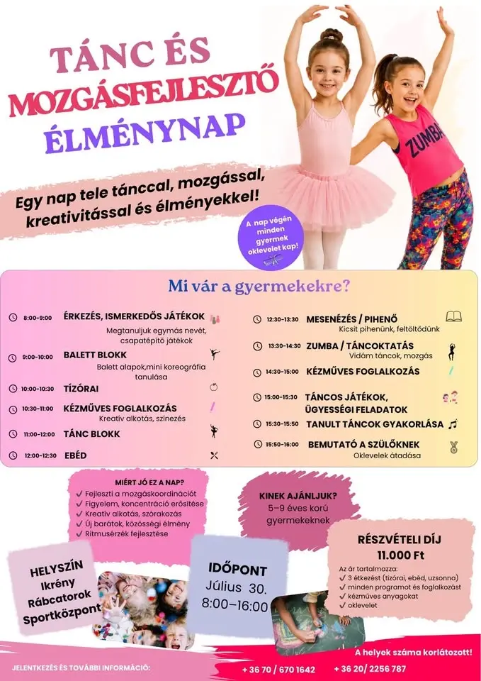 🌸 TÁNC ÉS MOZGÁSFEJLESZTŐ ÉLMÉNYNAP – JÚLIUS 30. 🌸 