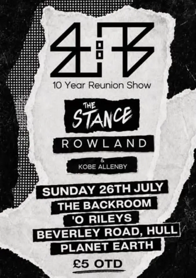 ET:73 10 year anniversary show plus support from The Stance, Kobe Allenby & Rowland