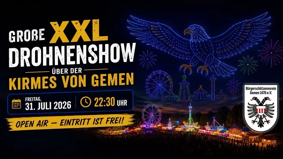 Große XXL Drohnenshow über der Kirmes von Gemen