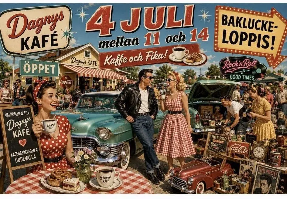 Dagnys Café - Guidad rundvandring och föreläsning om Rock´n Roll West + Backluckeloppis