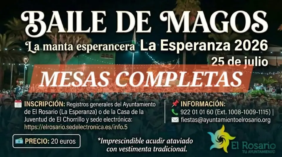 Reserva de mesas COMPLETA: Baile de Magos de las Fiestas de La Esperanza 2026