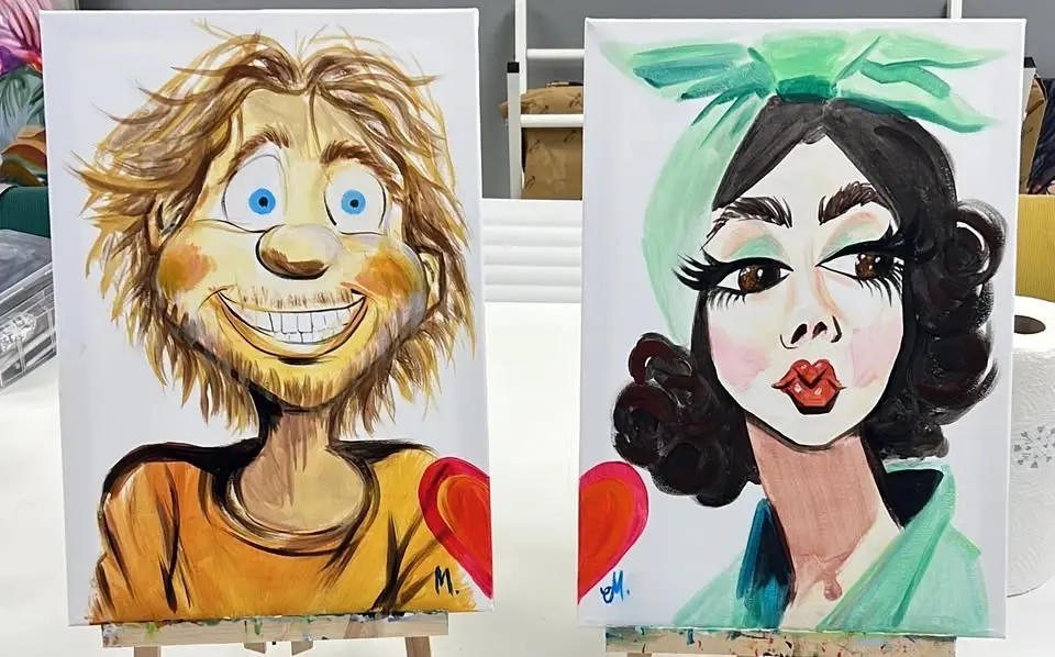 'Couples Caricatures' Sip & Paint Date Night