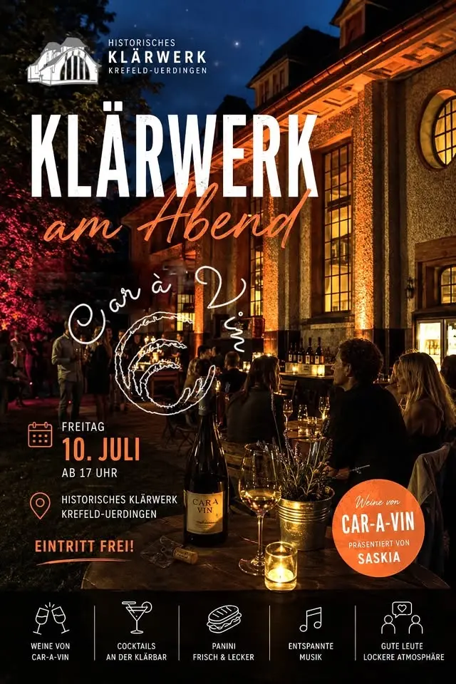 Das Klärwerk am Abend, der lockere chillout, diese mal mit Wein von Car a Vin