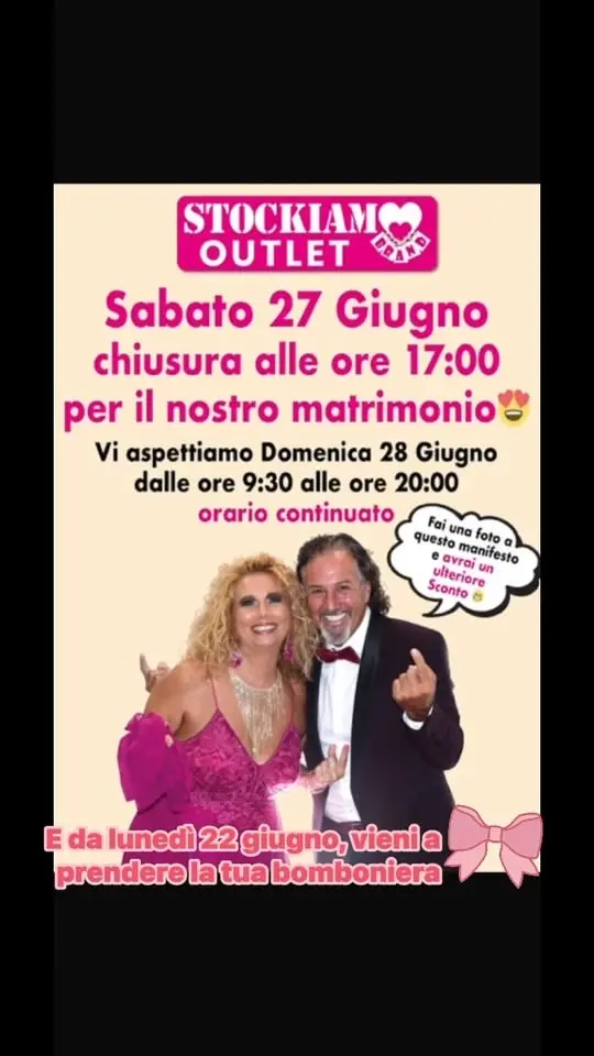 💝 trent’anni insieme e finalmente sposi PIER e ANGELA Dell’outlet Stockiamo Brand