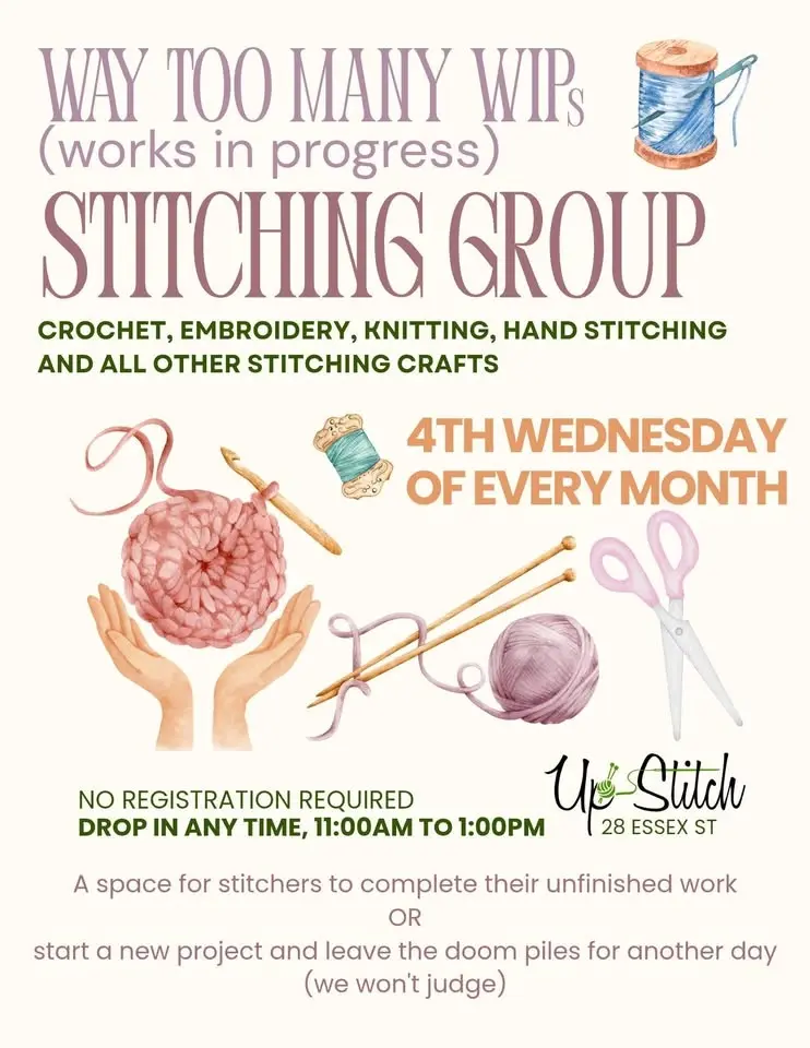 WAY TOO MANY WIPs (Works in Progress) STITCHING GROUP