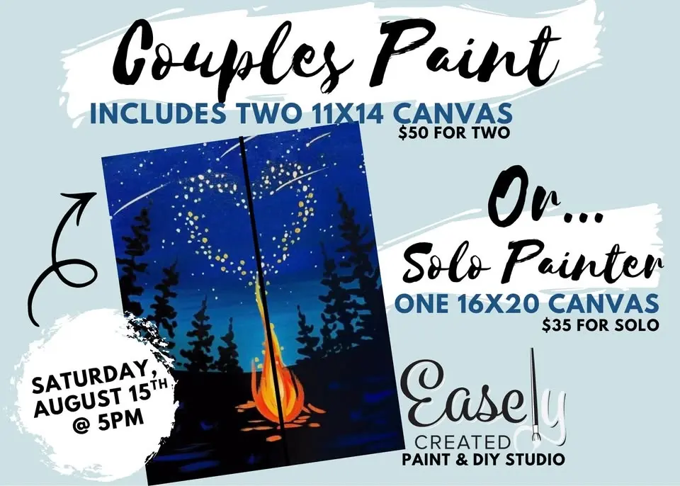 Couples (or Solo) "You Light my Fire" Paint Night at Easely Created