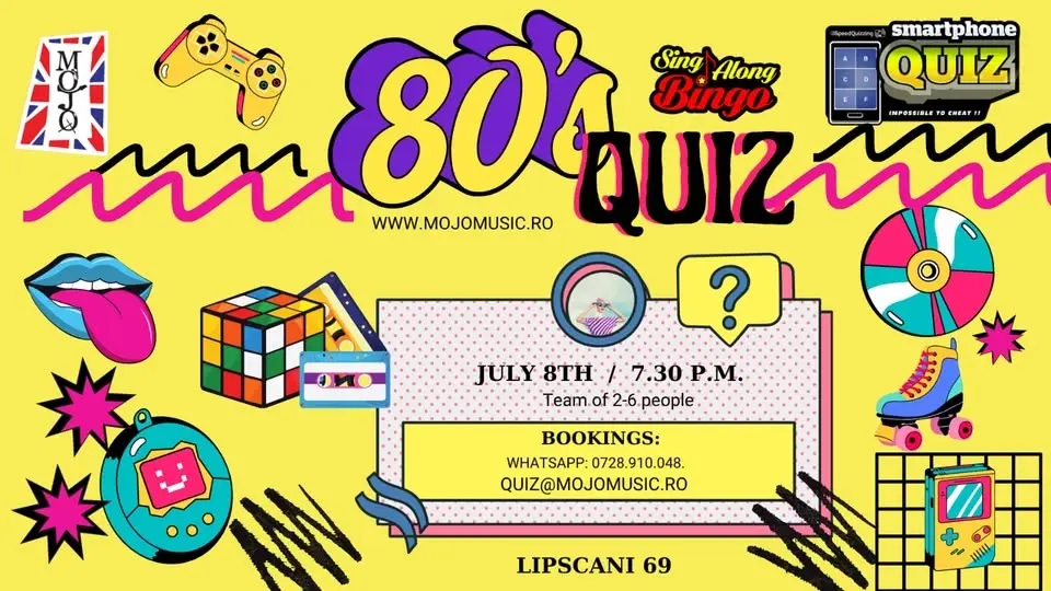 Speed Quiz and Sing-Along Bingo - 1980's Special!