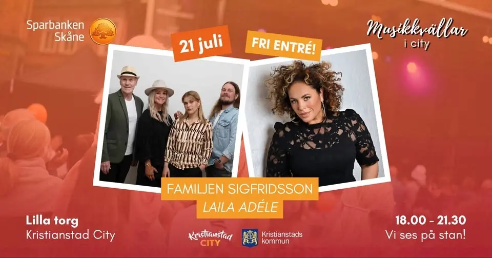 Musikkvällar i city l Familjen Sigfridsson & Laila Adéle  l Fri entré!