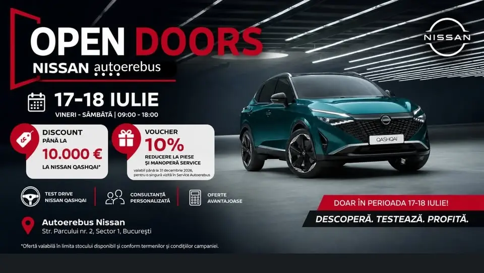 Open Doors Autoerebus Nissan- Te invităm la două zile dedicate pasionaților Nissan și celor care își