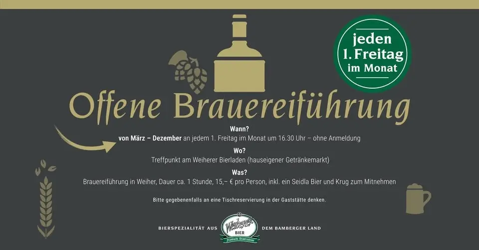 Offene Brauereiführung - jeden 1. Freitag im Monat