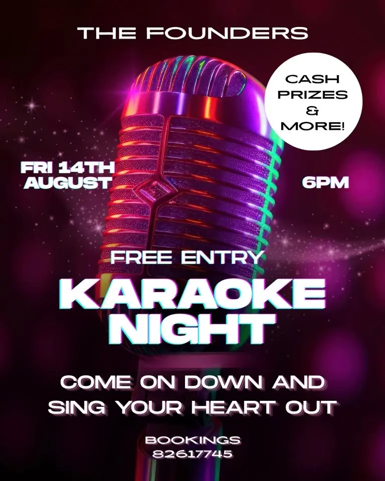WIN CASH PRIZES | Free Entry Karaoke Night at The Founders 🎤✨